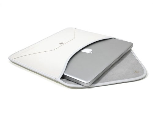 COOL BANANAS Envelope Tasche, Hülle in klassischer Brief-Form aus Kunstleder für das Apple MacBook Pro 13, Retina und MacBook Air 13 Zoll - Farbe Weiß