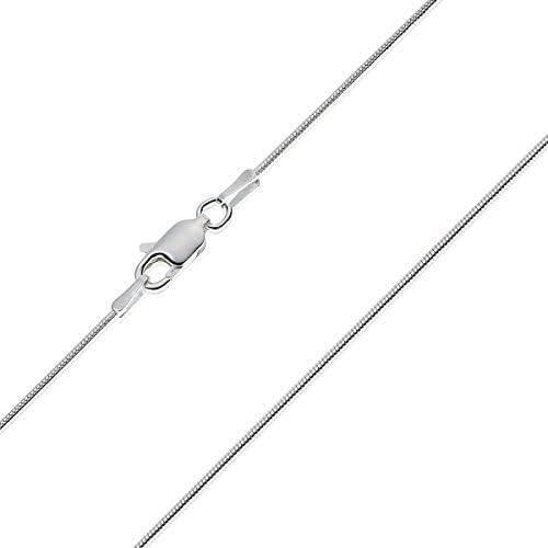 SA ChainsSA® 1mm thick solid sterling silver 925 stamped Italian round SNAKE chain necklace chocker bracelet anklet with lobster claw clasp jewellery - 6 8 10 12 14 16 18 20 22 24 26 28 30 32 34 36 38 40"
