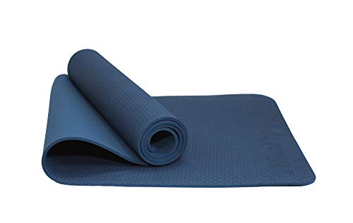 MaxDirect Colchoneta para Yoga, Pilates, Gimnasia de Material Ecológico TPE. Esterilla Antideslizante Muy Ligera de Grosor de 6mm, tamaño 183cm x 61cm. Azul Solo