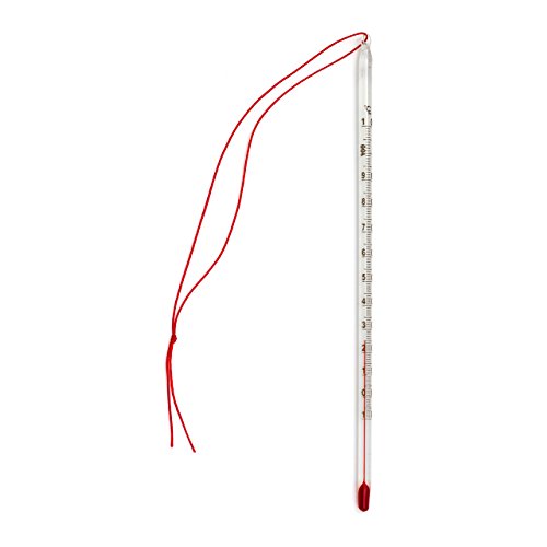 Lantelme 6197 Teethermometer Glas mit Schnur rot - 24 cm - Tee Thermometer Temperaturbereich bis 110 °C Analoge Anzeige