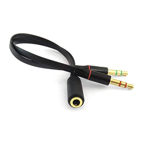 3.5mm female to 2 male headphone headset microphone y splitter audio adapter cable for pc computer and laptop