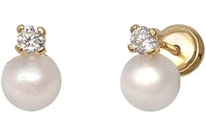 Turmalina - Pendientes bebe niña tu y yo de Plata de Ley 925, pendientes con perla, tamaño de 5 x 7,5, de la marca de joyería Turmalina by Martina