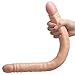 Price comparison product image 21.65 inch Long Realistic Lesbians D-il-d-o Double Head Handheld Stick Soft Wands Full Body Massage Wand Box Package (Flesh)