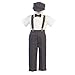 Lito Little Boys Charcoal Suspender Pants Hat Outfit Set 5