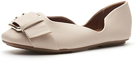 Lady's new flat heel shoes,square wig foot shallow mouth shoes-B Foot length=24.3CM(9.6Inch)