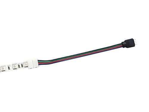 LitaElek 10x RGB 5050 Schnellverbinder 10mm Breit 4 polig Verbindungskabel Anschlusskabel LED Stripe Verbinder Adapter für SMD 5050 RGB LED Streifen zu RGB 3528 2835 LED Streifen, zu DC Stromversorgung, zu LED Controller-17cm, Ohne Löten - 5