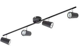 LITECRAFT Chobham Spotlight Straight Bar Adjustable GU10 Ceiling 4 Light - Black