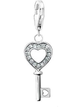 Charm Anhänger Schlüssel für Bettelarmband mit Glitzersteinen 3D - TH-0912