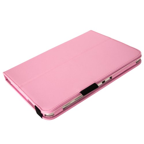 igadgitz Pink Rosa 360° Rotierende Abnehmbare PU Leder Tasche Schutz Hülle Schutzhülle Ledertasche Lederetui Etui Case Cover für Samsung Galaxy Note 10.1 N8000 WiFi 3G Android Tablet + Display Schutzfolie - 2