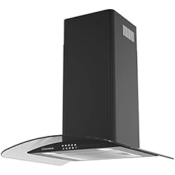 Hotte aspirante en verre incurvé Ciarra, 550m³/h - 3 Vitesses - Largeur 60cm - ventilateur d'extraction d'air, modèle noir Filtre à Charbon CBCF004