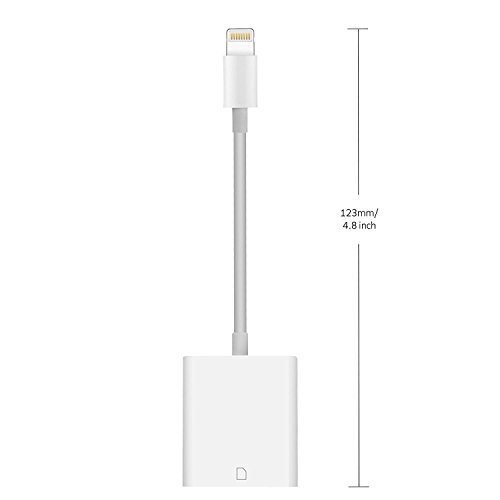 SD Kartenleser Lightning OKCS Card-Reader Kartenlesegerät - Übertragung von Fotos - für Apple iPhone 7, 7 Plus, SE, 6, 6 Plus, 6s, 6s Plus, 5, 5c, 5s, iPad Mini, 2, 3, 4, Air, 2, Pro iOS 10.3