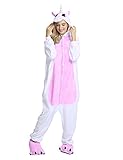 Très Chic Mailanda Unisex Erwachsene Schlafanzug Karneval Tier Cosplay Plüschtier Kapuzenkostüm(Rosa Einhorn) Gr. XL