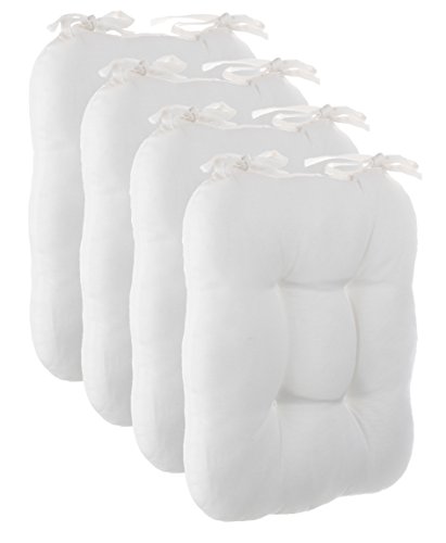 Sitzkissen Dekokissen Stuhlkissen Zierkissen Gartenkissen 4er Steppung - Größe: ca. 38 x 38 cm - 4er Vorteilspaket - creme/weiß