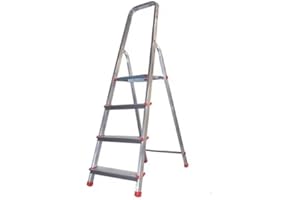 inferramenta Scala Scaletto 4 Gradini per uso professionale in Alluminio Portata 150 Kg Certificazione EN 131 Con Vano Portaoggetti