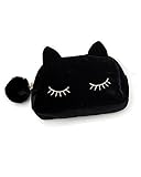 SAMGU Fashion Cartoon Cosmetic Makeup Cartoon Cat Storage Bags Pen Pencil Pouch Color black