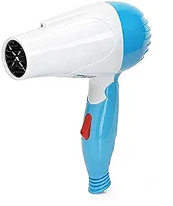 Nirvani NV-1290 Foldable Hair Dryer for Men & Women with Stylish Nozzle, 2 Speed Control and Heavy Duty Plastic Body (1000 Watt, Blue & White)