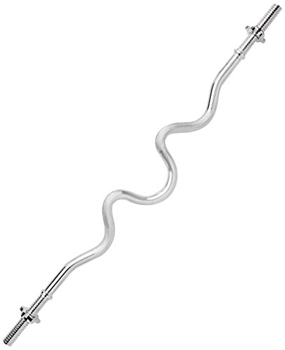 Gorilla Sports Erwachsene Super Sz Curlstange mit Sternverschluss Hantelstange, Chrom, 120 cm