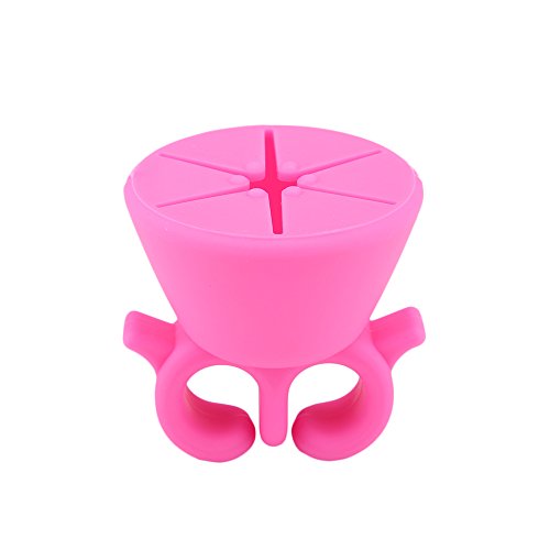 niceEshop(TM) Soft Flexible Silicone Wearable Nail Polish Bottle Holder Ring (Pink)