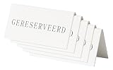 Soportes apilables. Securit Reserva de plástico Soportes de Mesa, quedaba Reservado-diseño de Copos de Nieve, Juego de 5, Blanco