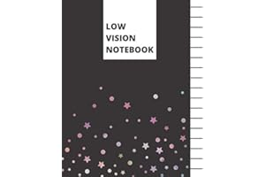 Low Vision Notebook: Bold Lined Paper For Visually Impaired | Black Unicorn Stars (Low Vision Writing Paper)