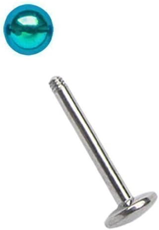 Titan Lips Plugs 5 mm 1.6 x 14 mm Plate + Anodized Ball Turquoise