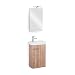 Produktbild Galdem Bad-Set Bologna Gäste WC Set Gästebad Badmöbel Waschbecken Unterschrank Keramikwaschbecken Waschtisch Spiegel Halogen Beleuchtung Tabak