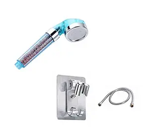 Tagve Shower Head, High Pressure Booster, Water Saving, Negative Ion Filter Balls, Bathroom Accessories(Hand Shower + Pipe + Shower Holder)