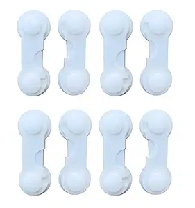 THE LITTLE LOOKERS Multipurpose Non Toxic BPA Free Safety Lock for Doors, Cabinet, Fridge, Drawer | Safety Accessories for Baby/Child/Kids/Infant/Toddler (White, Pack of 8)