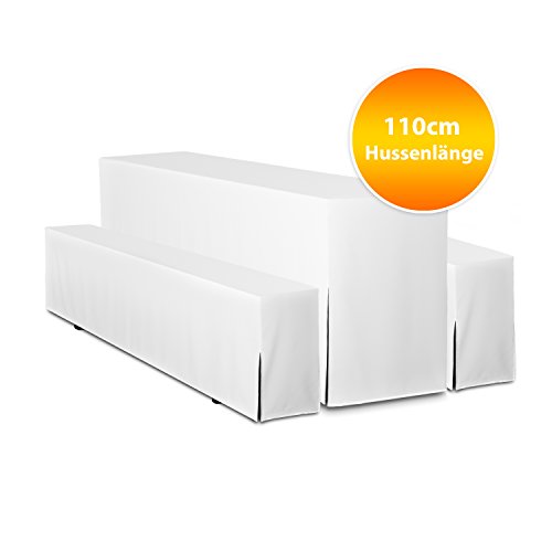 3-teiliges Set 110cm Hussen für Bierzeltgarnitur Premium, Biertisch und Banklänge: 110cm