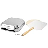 El kit incluye un paquete de accesorios de cuatro piezas: cámara pesada de acero inoxidable, termómetro, piedra de pizza para exteriores de 35,56 cm, cáscara de aluminio de 34,29 x 40,64 cm.