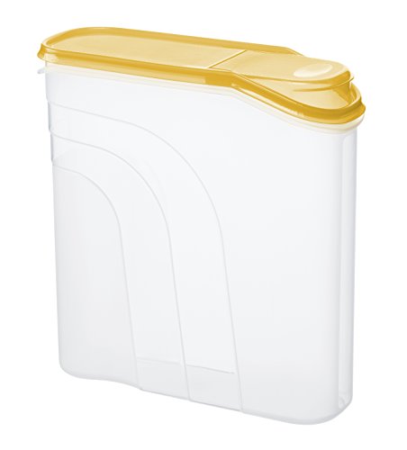 Rotho Müslibox "Fresh" aus Kunststoff (PP), mittelgroß - Inhalt 4,1 L, Dose mit Deckel und Verschlussklappe zum Schütten - BPA- und schadstofffrei - transparent/gelb, ca. 26.5x9.5x26 cm (LxBxH)