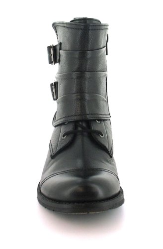 New Ladies/Womens Black Leather Upper Military Style Ankle Boots - Black - UK SIZE 4
