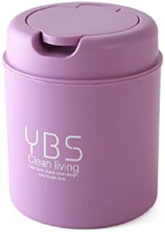 Baffect Mini Desktop Trash Can With Lid Small Household Office Clean Trash Bin,in White Calmshell Cover（purple）