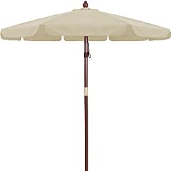 Deuba KINGSLEEVE - Parasol en Bois Ø330cm • Couleur crème • Protection UV 40+ • Hydrofuge - Parasol Jardin terrasse
