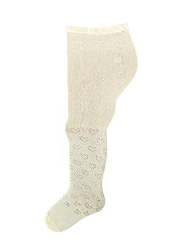 Tactel Baby Tube Tights Hearts Pattern - 2 Pairs - Newborn - Cream