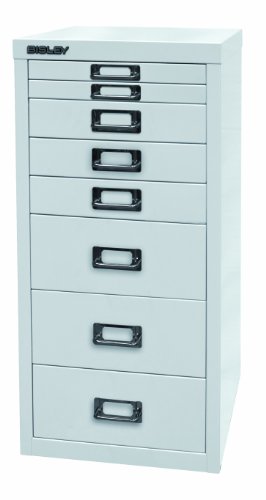 BISLEY Schubladenschrank 29 aus Metall mit 8 Schubladen | Schrank für Büro, Werkstatt und Zuhause | Stahlschrank in 11 Farben (Verkehrsweiß) - 2