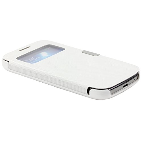 Urcover® View Case Handy Schutz-Hülle | Samsung Galaxy S4 Mini | Hart Kunststoff Weiss | Elegant Wallet Cover Sicht-Fenster | leichte Schale dünne Tasche - 3