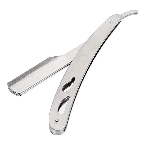 Preisvergleich Produktbild Klassischer Rasierer für Männer, Handbuch Silber, Edelstahl,Manuelle Rasierhobel Bart Rasierer Geschenk für Papa Freund Boss Workmates mit Ledertasche(Bartmesser c)