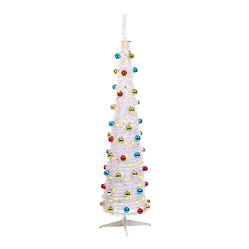 The Christmas Workshop 88220 182,88 cm Decorada Slim Line Pop-up árbol de Navidad, Blanco