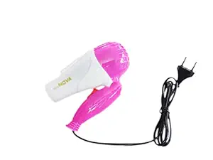 FASH STATION NOVA NV-1290 1000W 50Hz AC220V Foldable Hair Dryer for Women?s & Boy?s | Blow Dryer for Men and Women Hairs.(PINK COLOR)