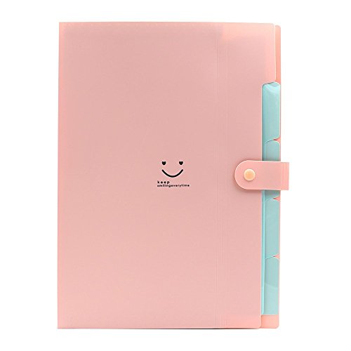 Folder Zhi Jin de 5  bolsillos y pesta  as Candy tama  o A4  carta  carpeta clasificadora estilo acorde  n con clip de bot  n  color rosa