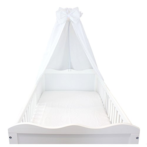 Babybett Himmel Baumwolle Baby Betthimmel Kinderbett Babybetthimmel mit Schleife Eule Rosa Blau Weiß - 2