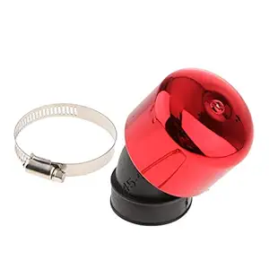 VMS INDIA 42mm Red Bent Angled Air Filter for Universal Motorcycle Scooter Dirt Bike