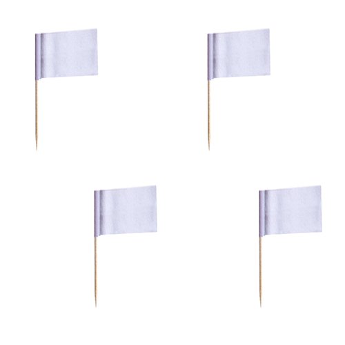 Flaggenpicker / Deko-Picker "WEISS / NEUTRAL" (8 cm - 500 Stück) BESCHREIBBAR