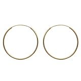 Material (S): bañado en oro. Pendientes de aro con chapado en oro, cable redondo, diámetro: 14 mm