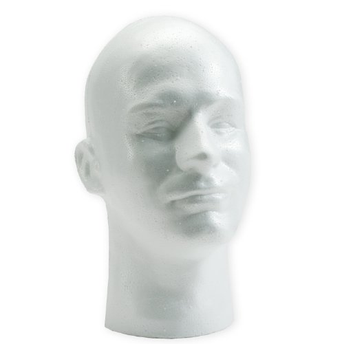Male Mannequin White Styrofoam Head