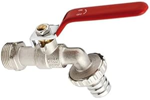 ARMAR TRADING LTD 1/2" Garden Lever Tap Valve with Red Handle and Metal Hose Plug Outdoor Bib Tap BSP Thread