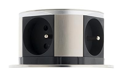 Otio - Bloc escamotable compact 16A 4 prises 2P+T - finition inox