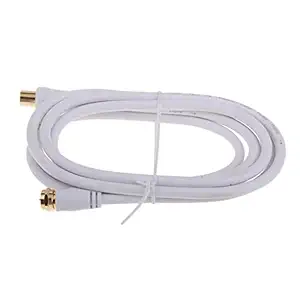 Shayaan 1.8meter TV Coaxial Male to F Type Male Coaxial TV Satellite Antenna Cable White