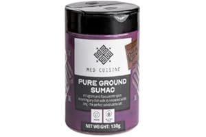 Med Cuisine "100% Pure Ground Sumac" 130GR Shaker! - A Reddish-Purple Powder with a Bright Lemony Taste - Aromatic Middle Eastern Spice Mix - Sumac Spice Powder - Vegan, Non-GMO Shaker Packaging!